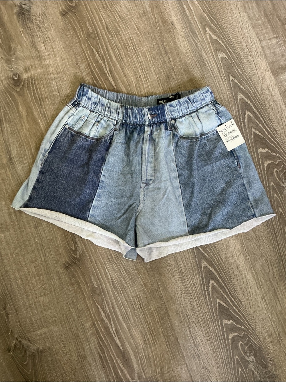 NWT Nordstrom / Blank NYC Patchwork Denim Sweat Shorts